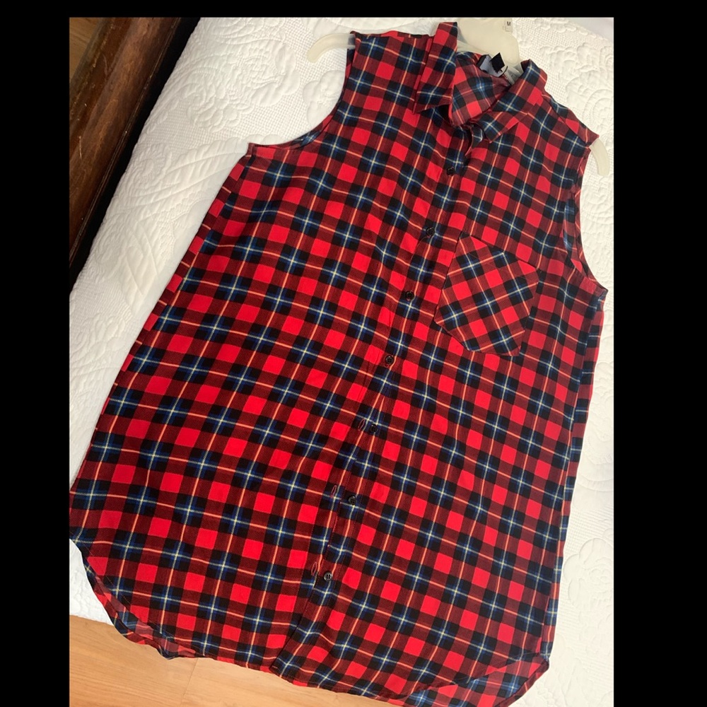 Flannel no sleeve top